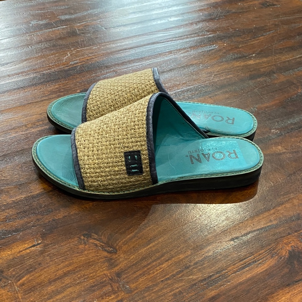 Bed Stu ROAN Hara Woven Slide Sandals Women's 7.5 Turquoise